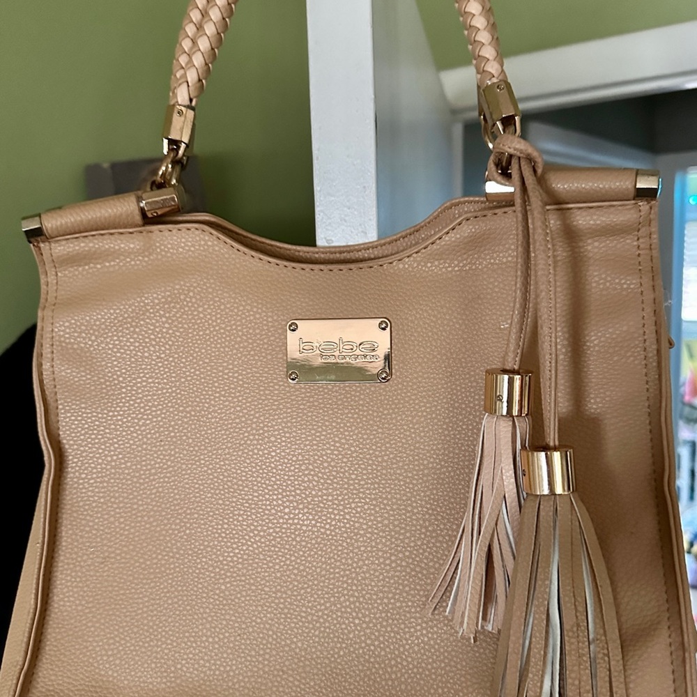 Bebe Natalie Woven handle Satchel